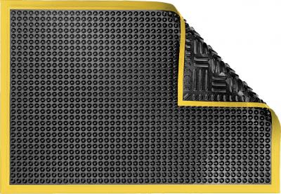 ESD Anti-Fatigue Floor Mat with 5 cm Yellow Bevel | Nitrile Conductive ESD | Black | 60 x 120 cm | Grounding Cord + Snap (15')